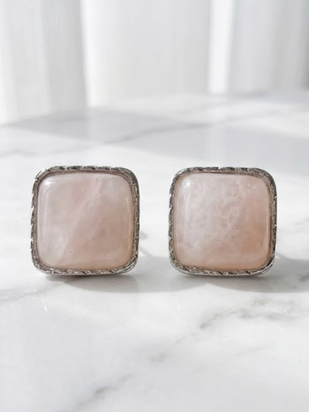 *Clearance* Ladies Pink Square Earrings